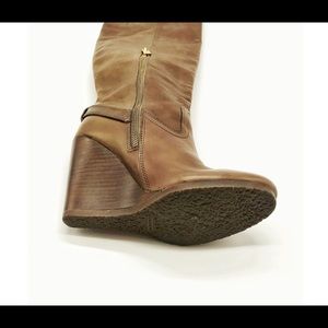 Coach Shoes - Coach Leather Knee High Wedge Boots Coach Shoes - Coach Leather Knee High Wedge Boots